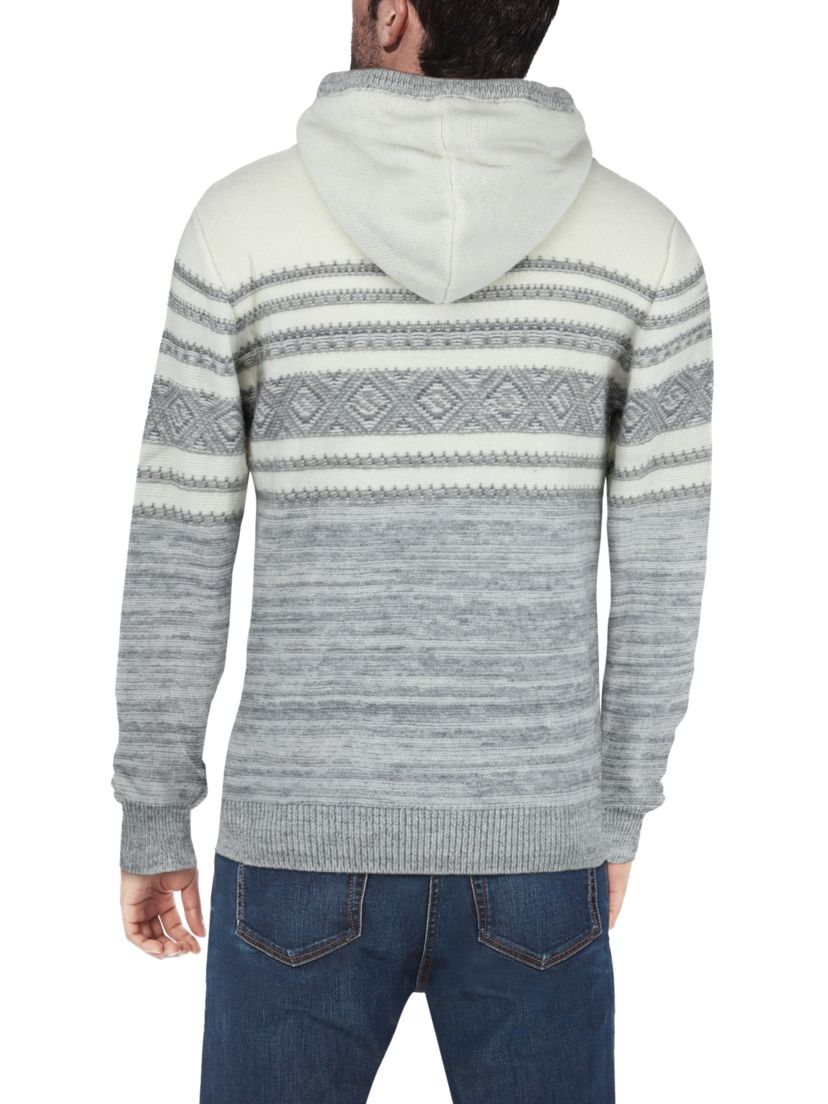 Mens Stripe Pattern Hooded Sweater