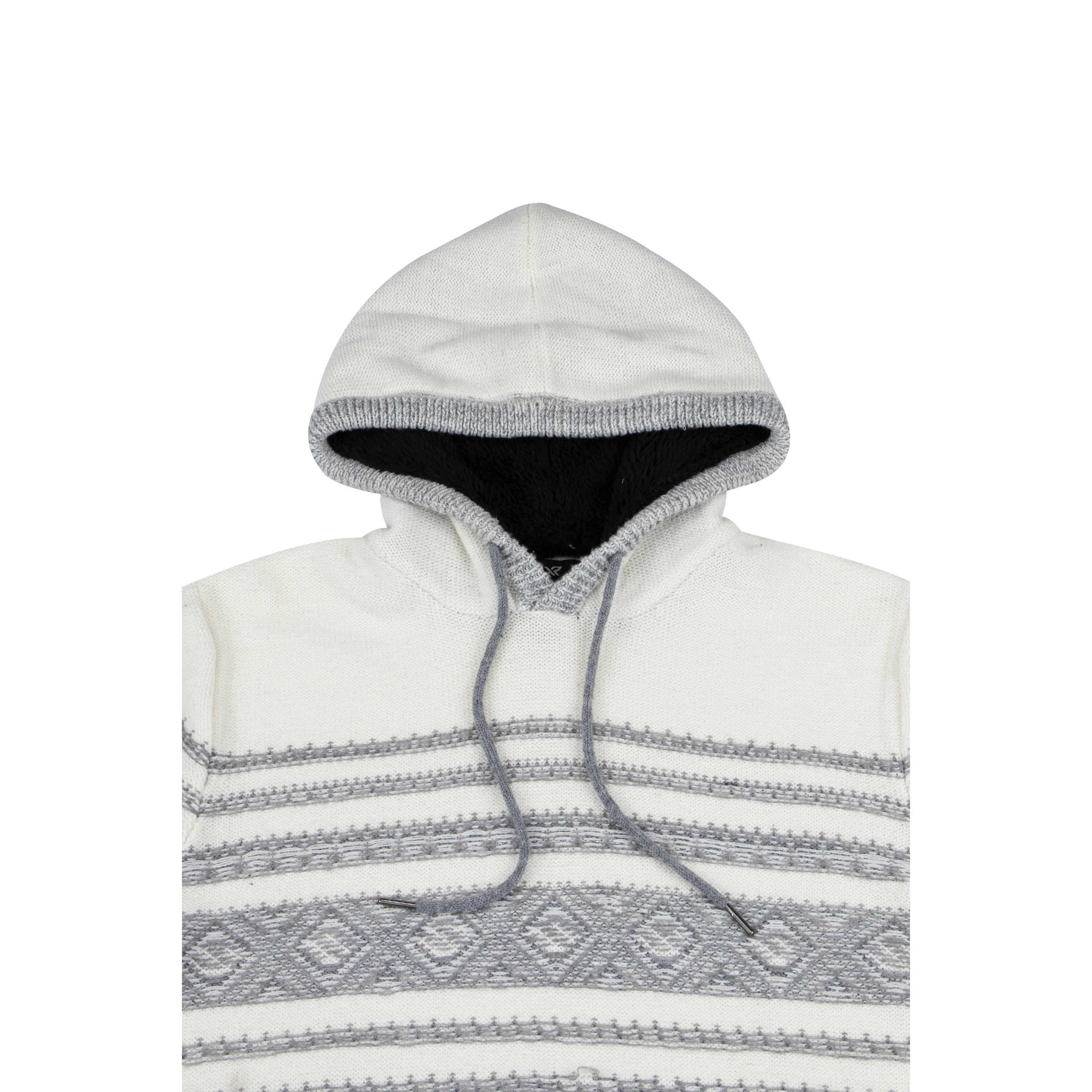 Mens Stripe Pattern Hooded Sweater