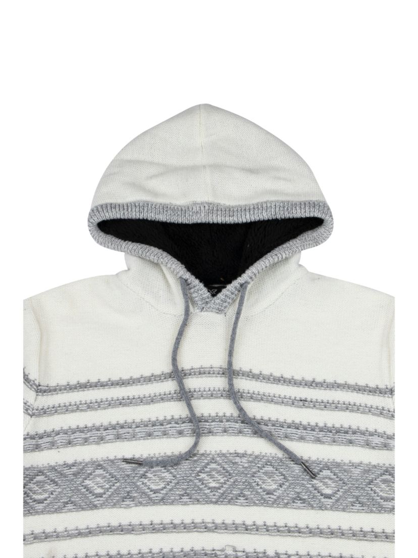 Mens Stripe Pattern Hooded Sweater