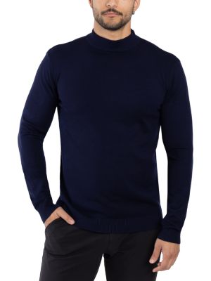 X RAY Men's Mock Neck Sweater, Navy Blue, 4XL
