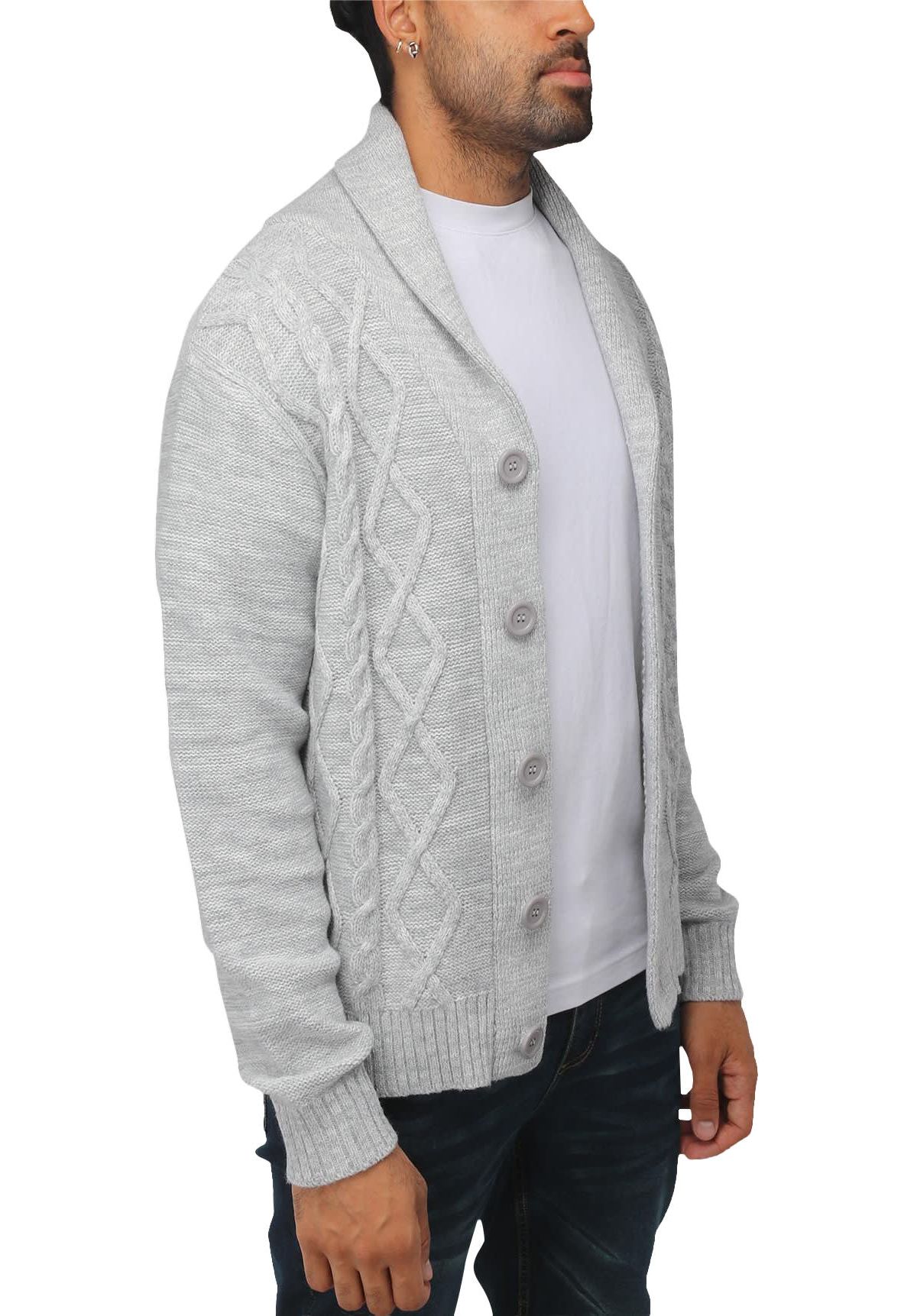 Mens Shawl Collar Cable Knit Cardigan