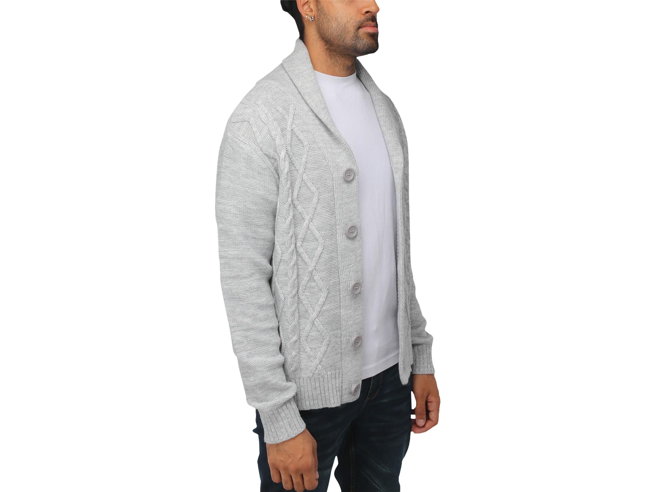 Mens Shawl Collar Cable Knit Cardigan