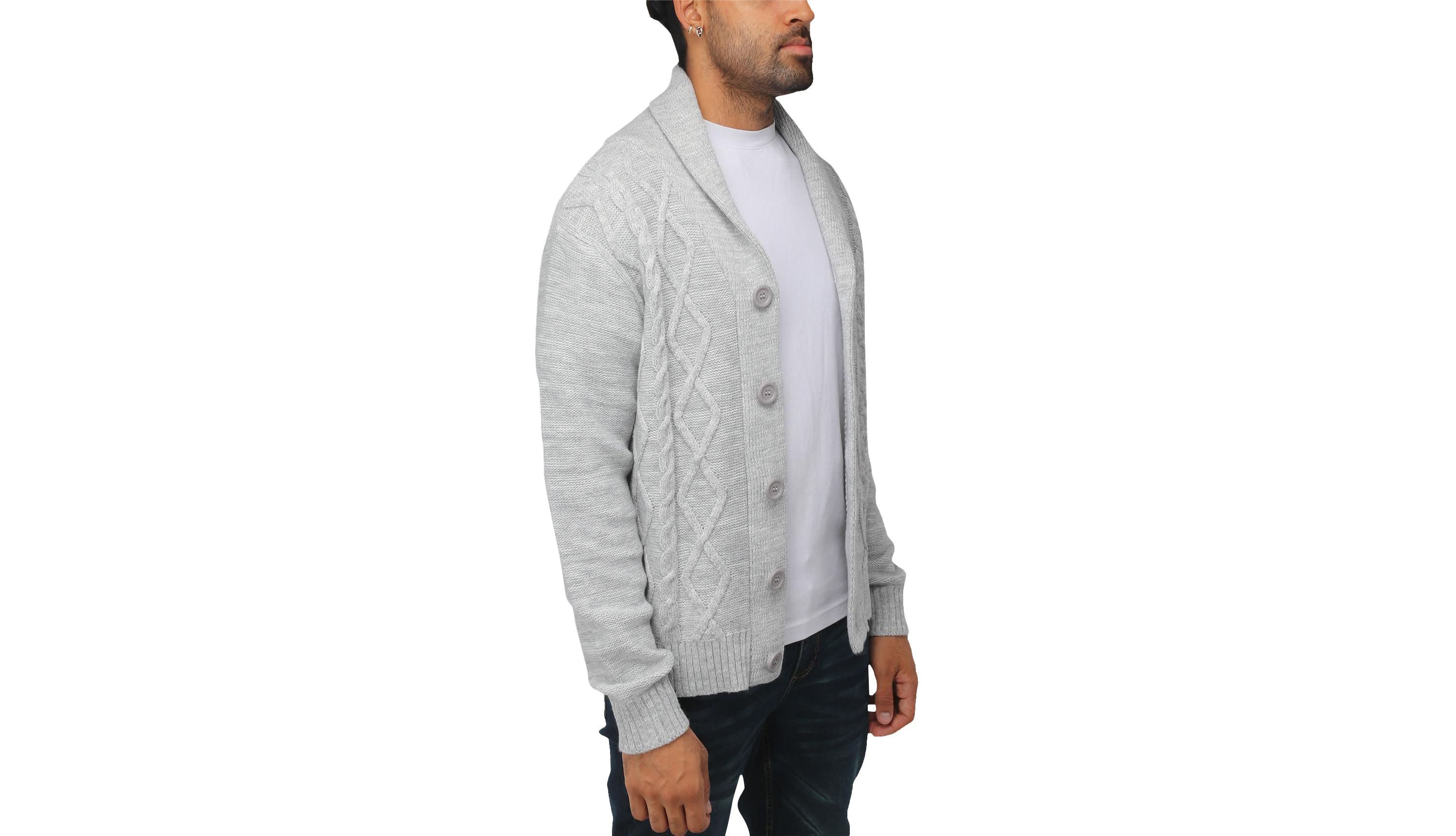 Mens Shawl Collar Cable Knit Cardigan