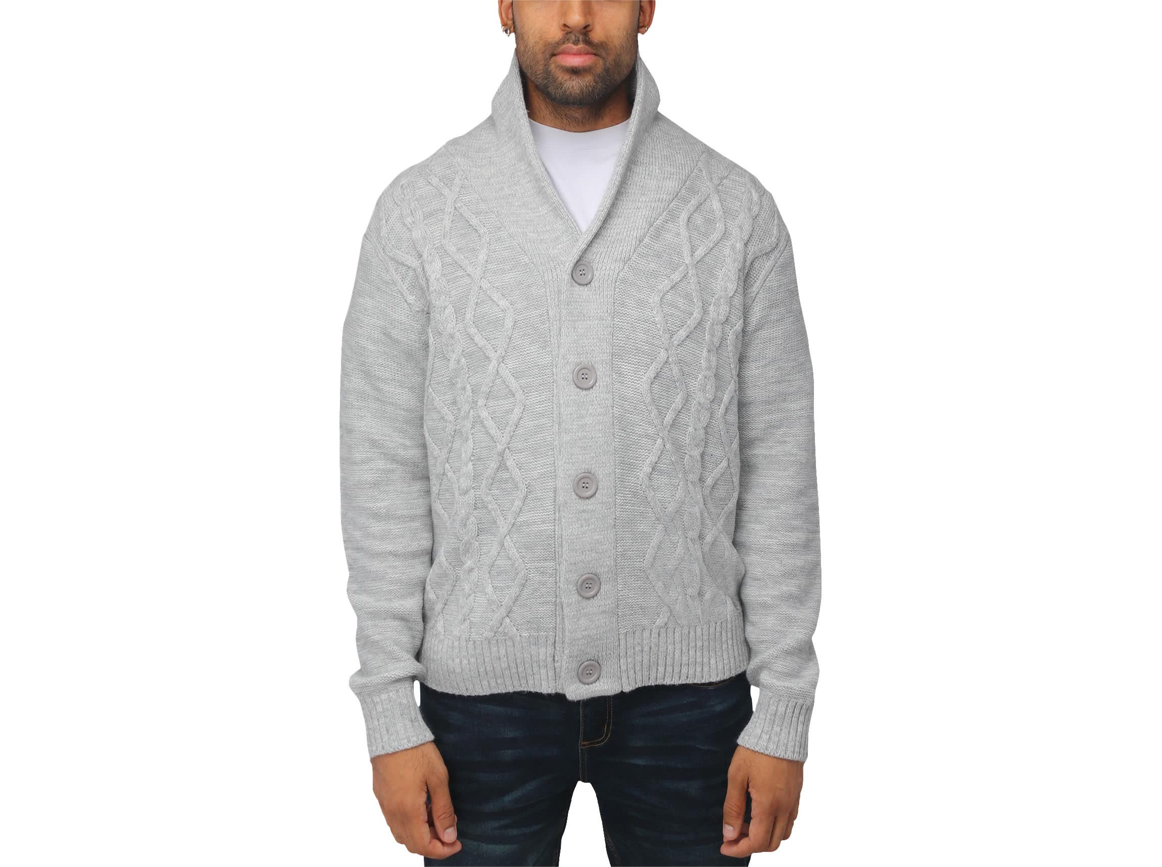 Mens Shawl Collar Cable Knit Cardigan