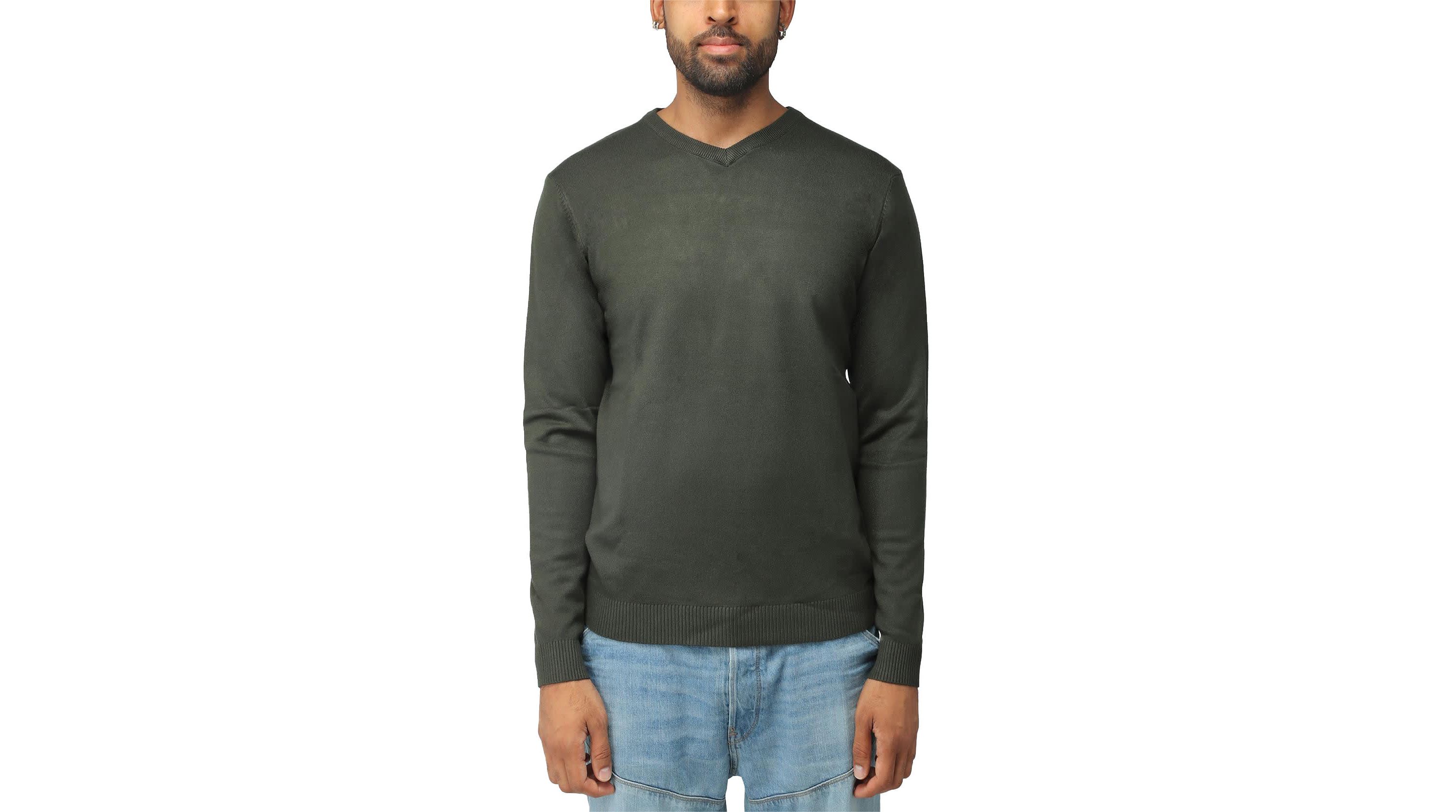 X RAY Mens Basic Long Sleeve Mid-Weight V-Neck Sweater