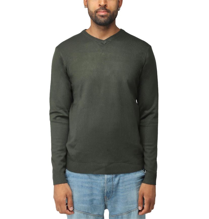 X RAY Mens Basic Long Sleeve Mid-Weight V-Neck Sweater