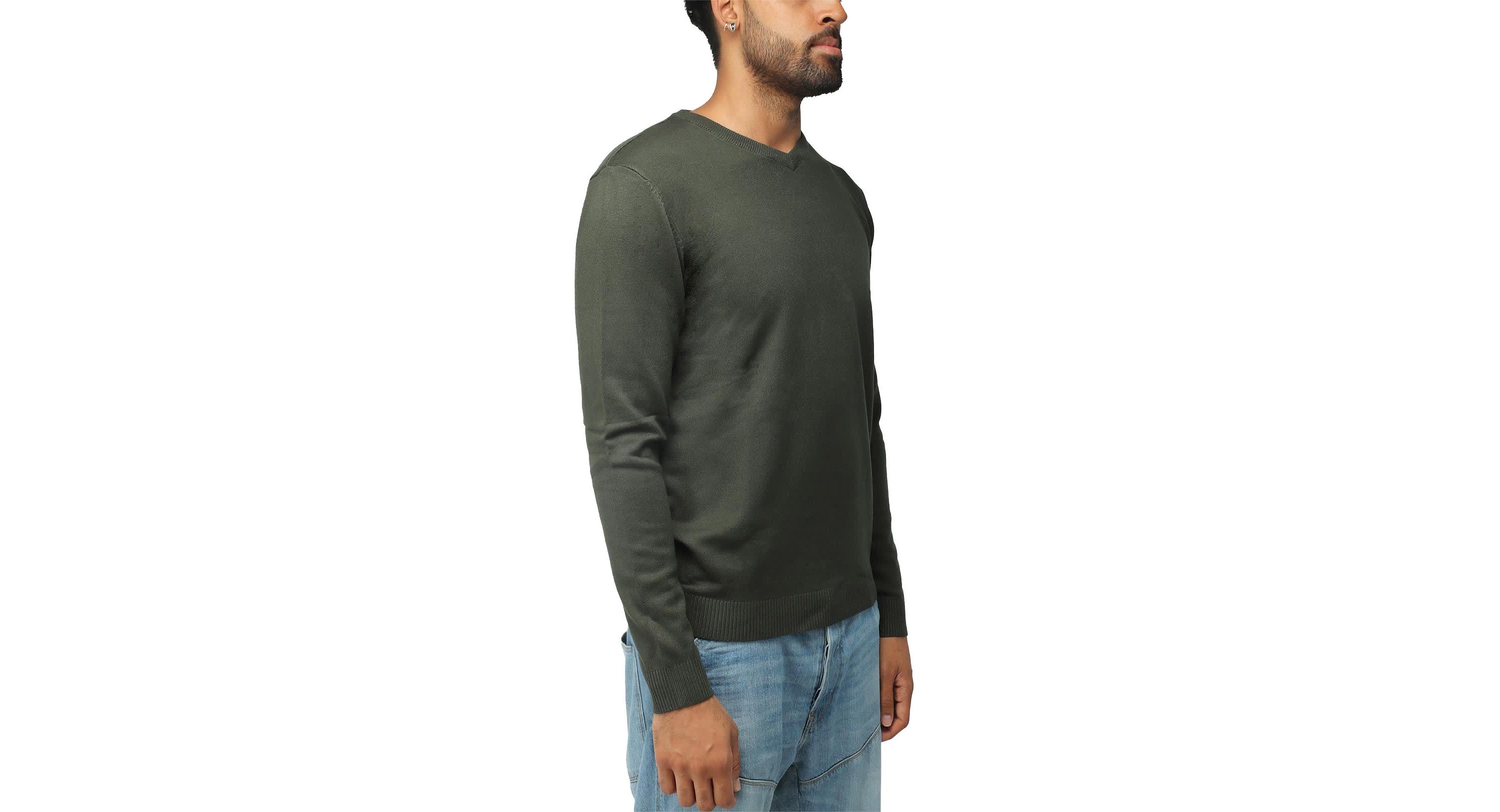 X RAY Mens Basic Long Sleeve Mid-Weight V-Neck Sweater