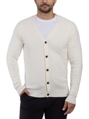 X RAY Men's Cotton Cardigan Sweater, White, 3XL