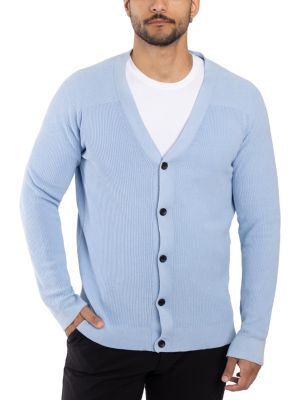 X RAY Men's Cotton Cardigan Sweater, Blue, Medium