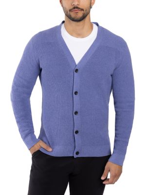 X RAY Men's Cotton Cardigan Sweater, Blue, 3XL