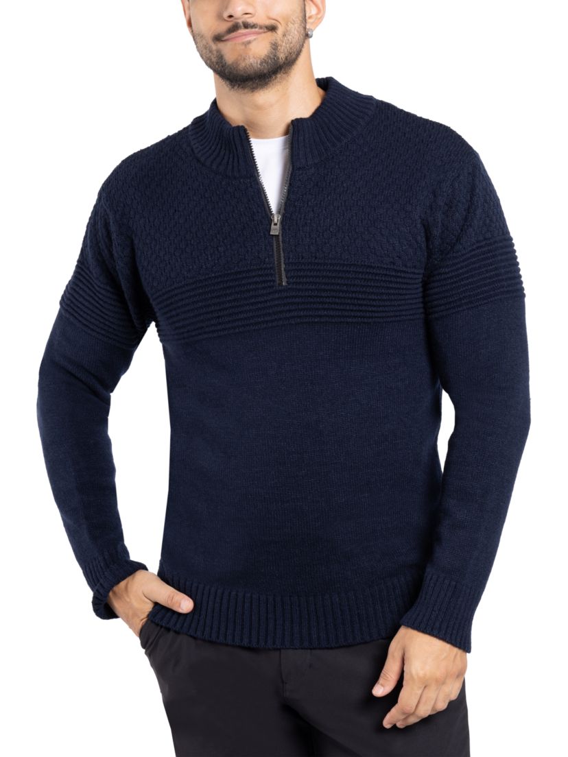 Mens Pattern Block Quarter Zip Sweater