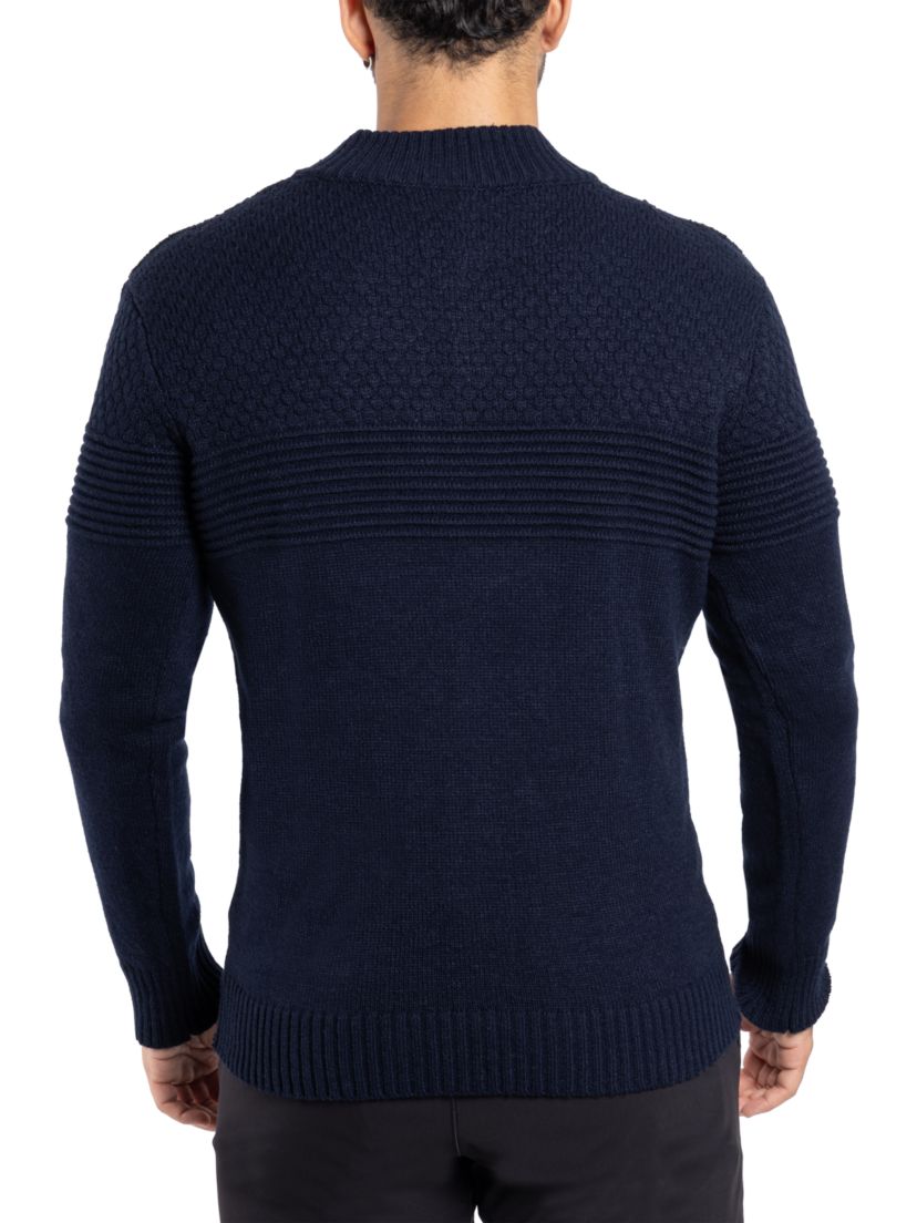 Mens Pattern Block Quarter Zip Sweater