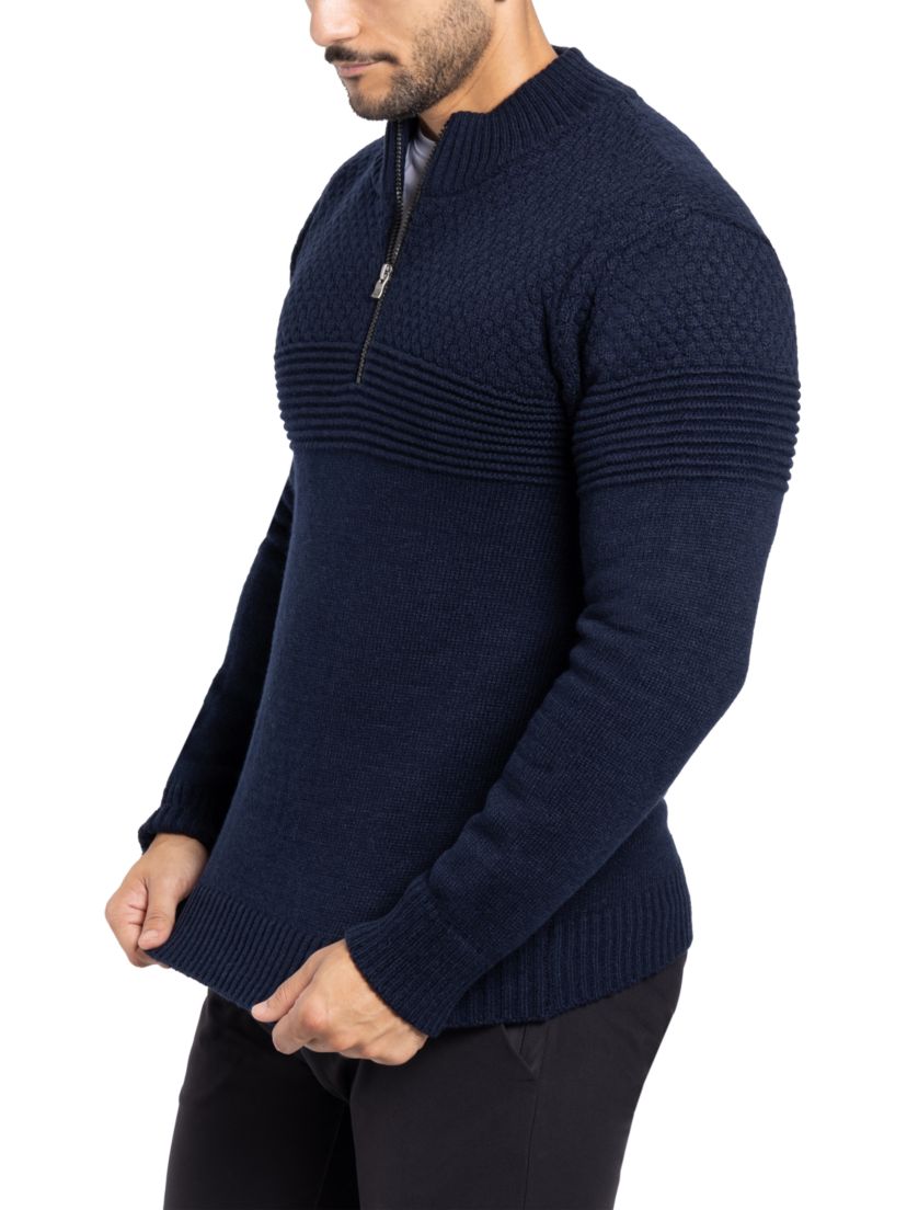 Mens Pattern Block Quarter Zip Sweater