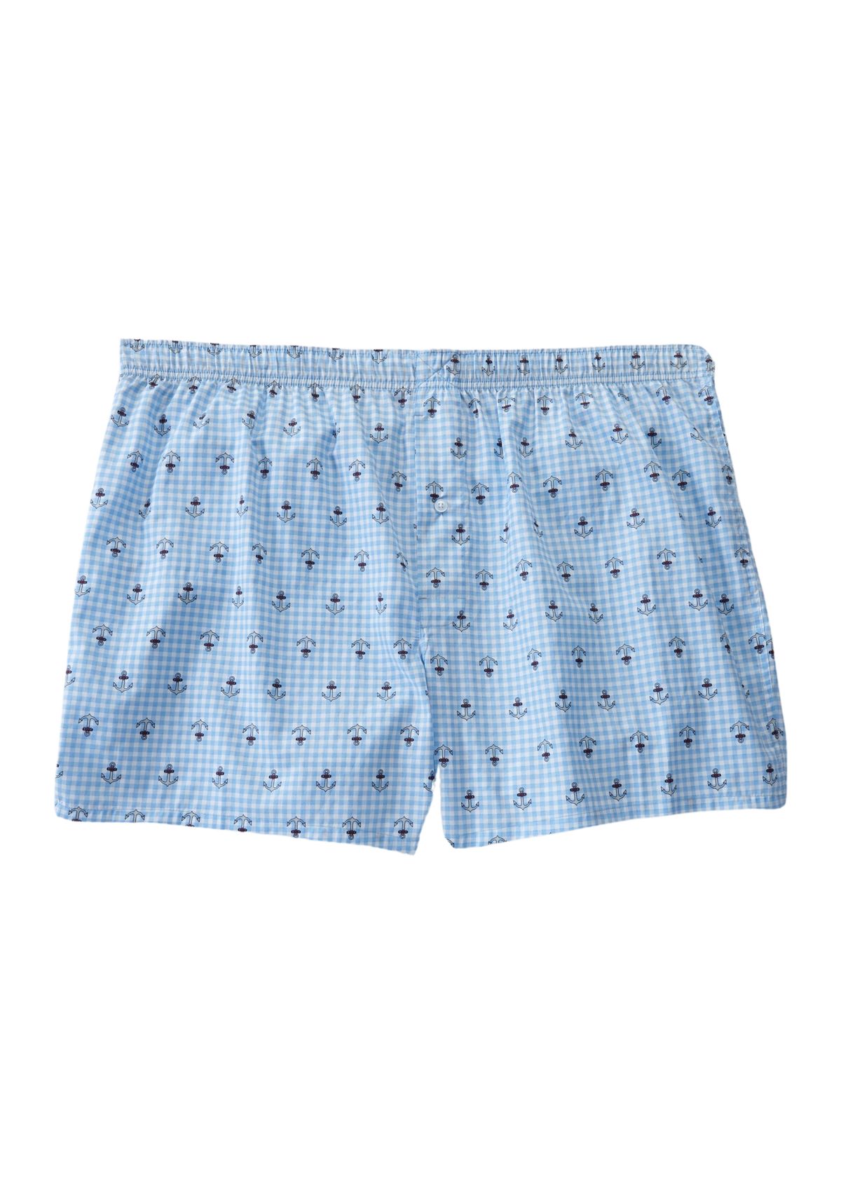 Big & Tall Gingham Anchor Printed Boxers