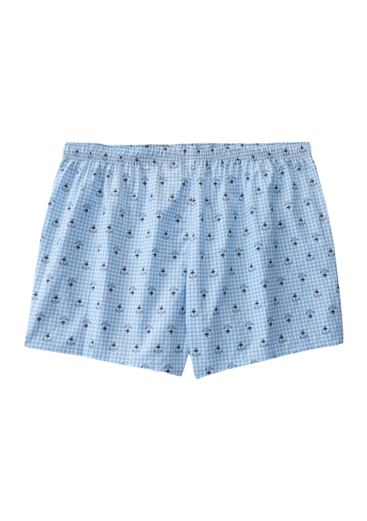 Big & Tall Gingham Anchor Printed Boxers