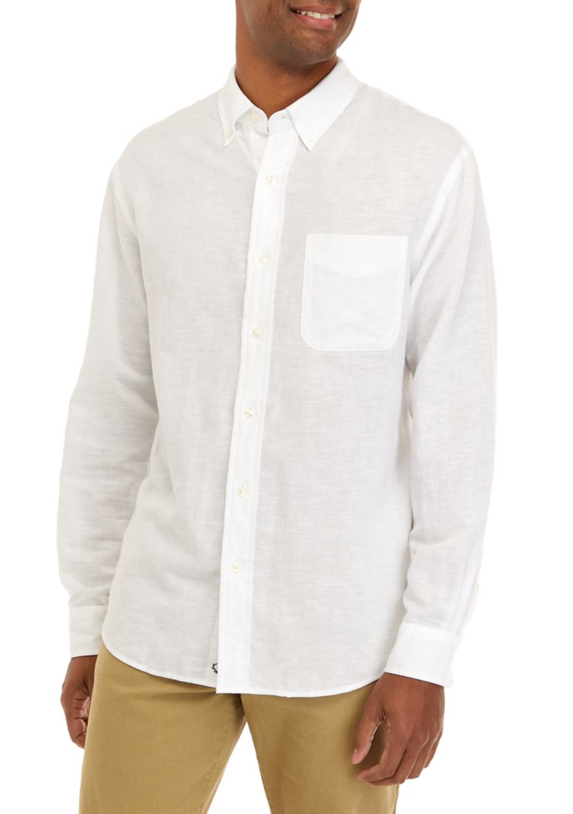 Mens Long Sleeve Linen and Cotton Shirt