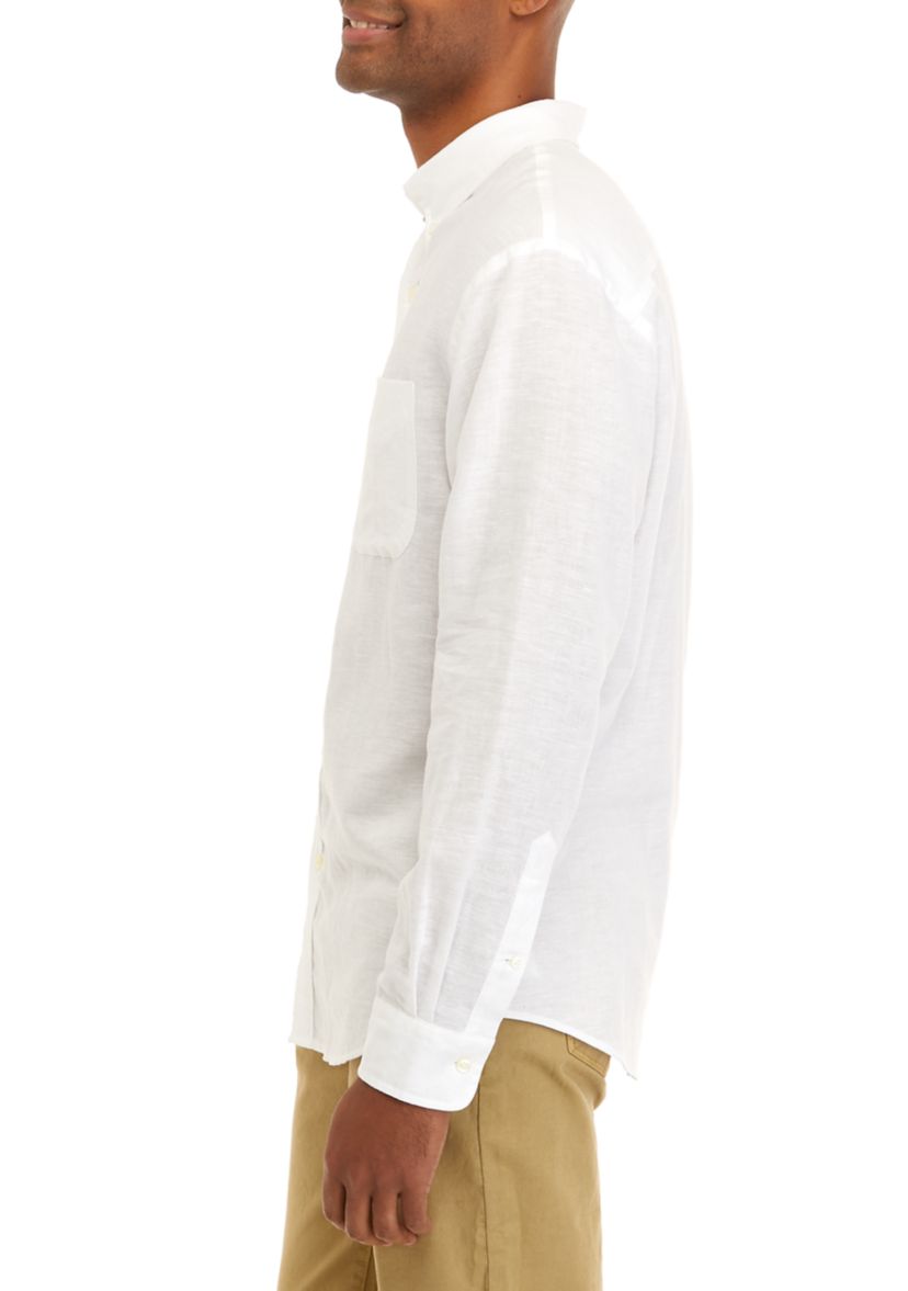Mens Long Sleeve Linen and Cotton Shirt