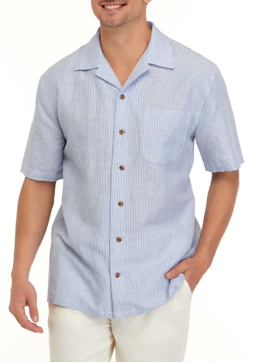 Mens Striped Camp Shirt