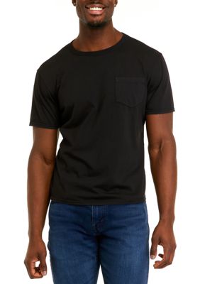 TRUE CRAFT Men's Short Sleeve Pocket T-Shirt, Black, Small