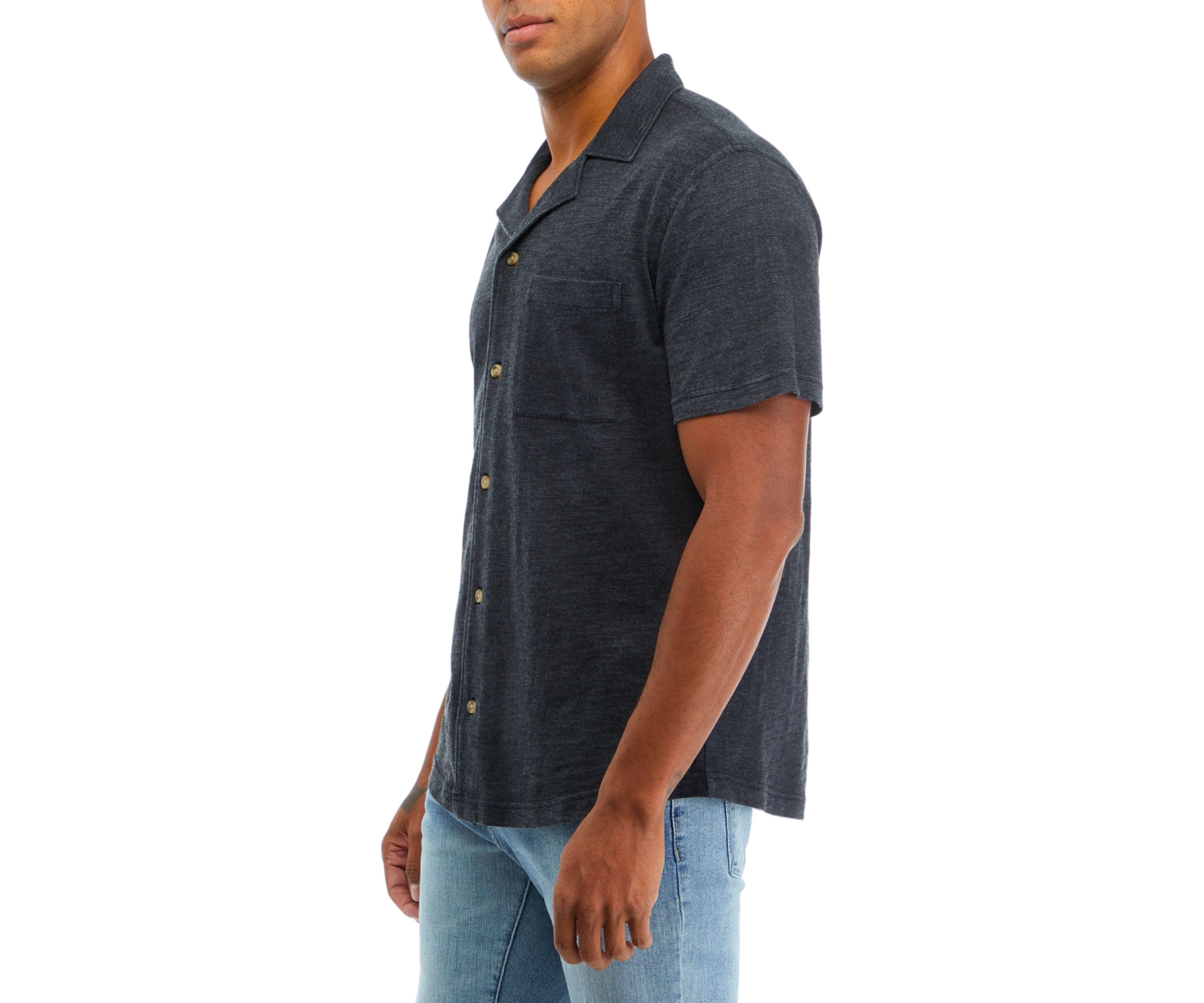 Slub Knit Camp Button Down Shirt