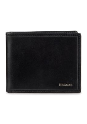 Haggar Men's Genuine Leather Traveler Wallet, Black