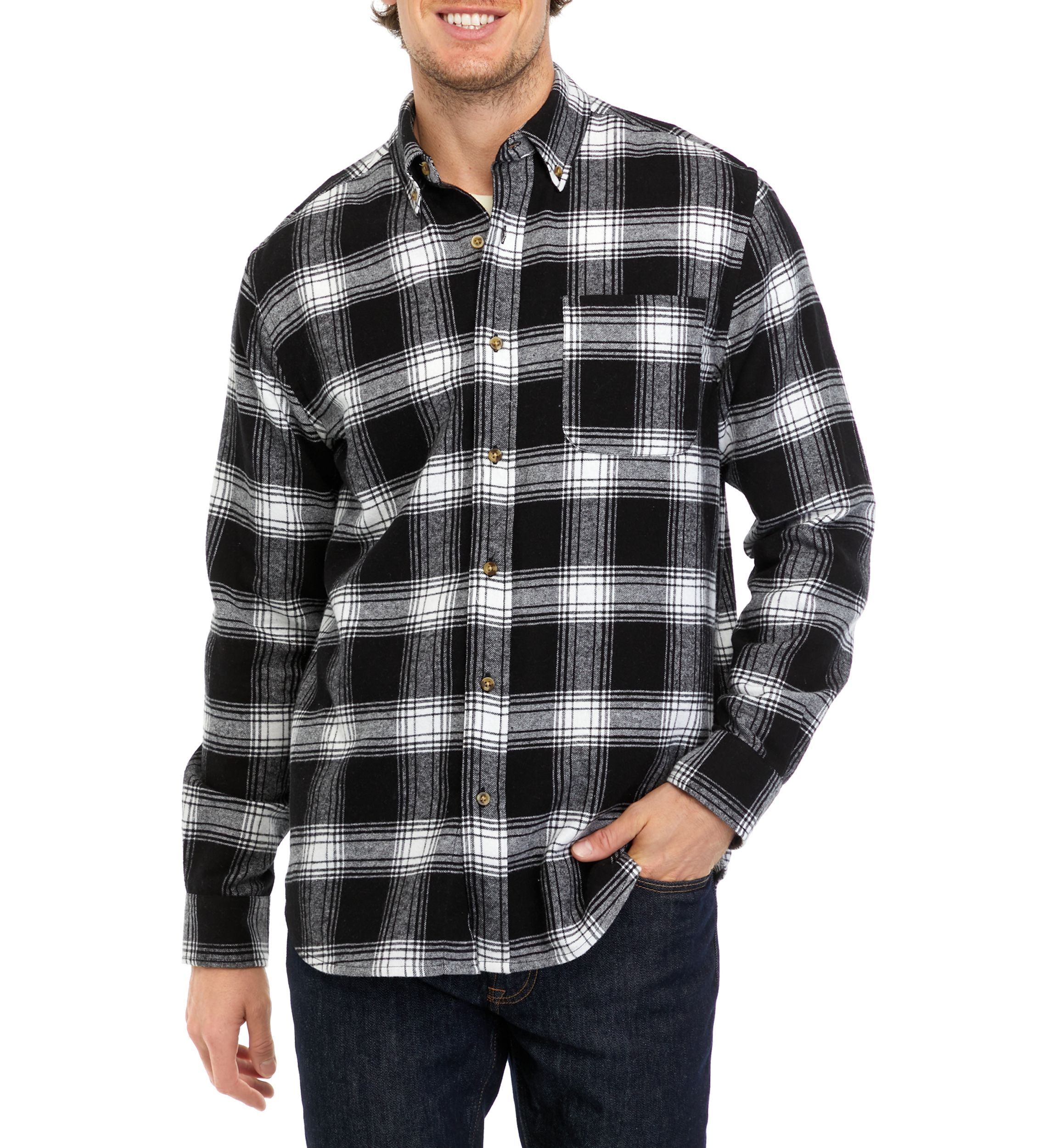 Long Sleeve Plaid Printed Flannel Shirt
