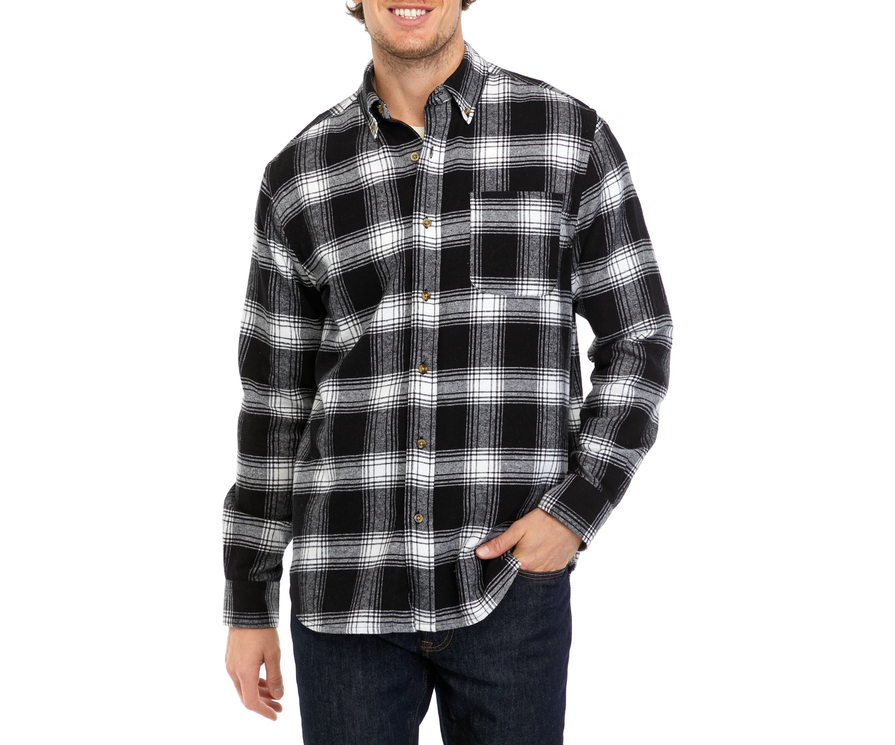 Long Sleeve Plaid Printed Flannel Shirt