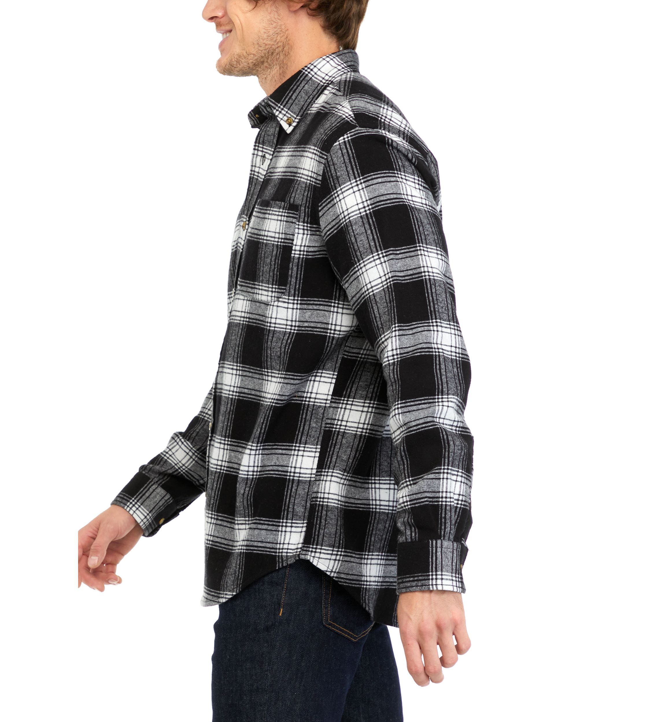Long Sleeve Plaid Printed Flannel Shirt