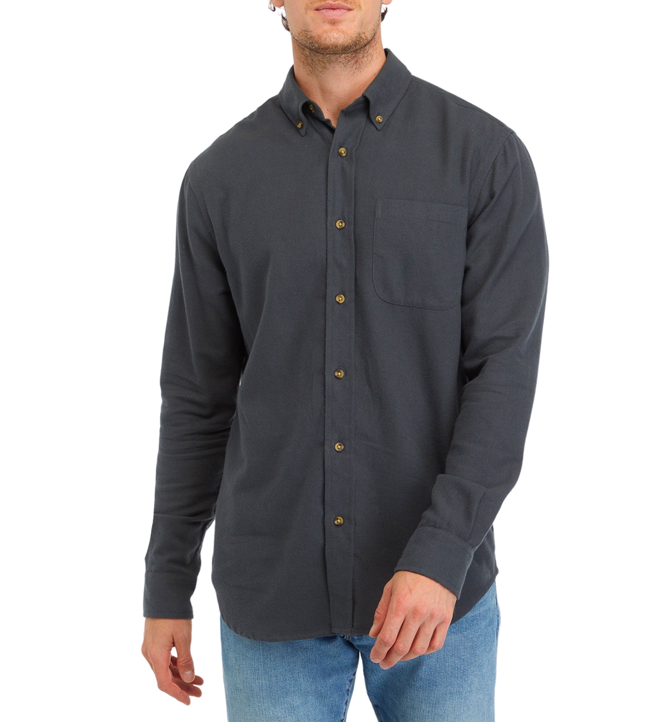 Long Sleeve Solid Flannel Shirt