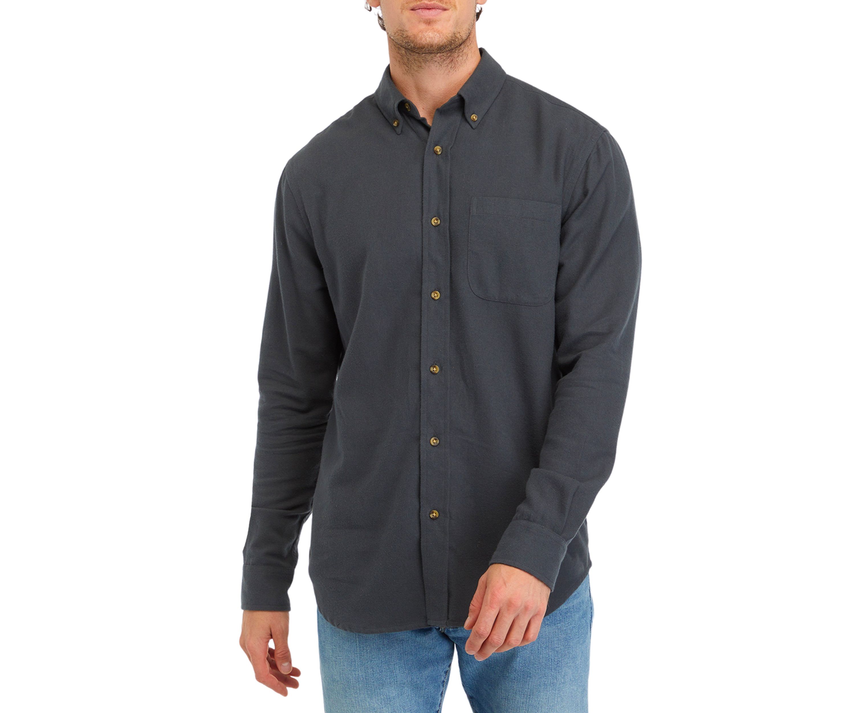 Long Sleeve Solid Flannel Shirt