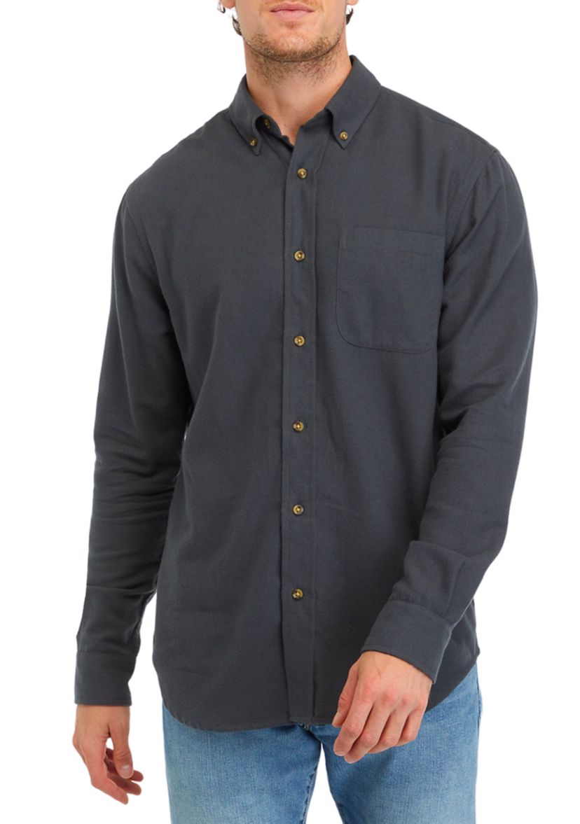 Long Sleeve Solid Flannel Shirt