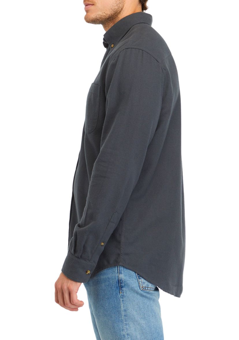 Long Sleeve Solid Flannel Shirt
