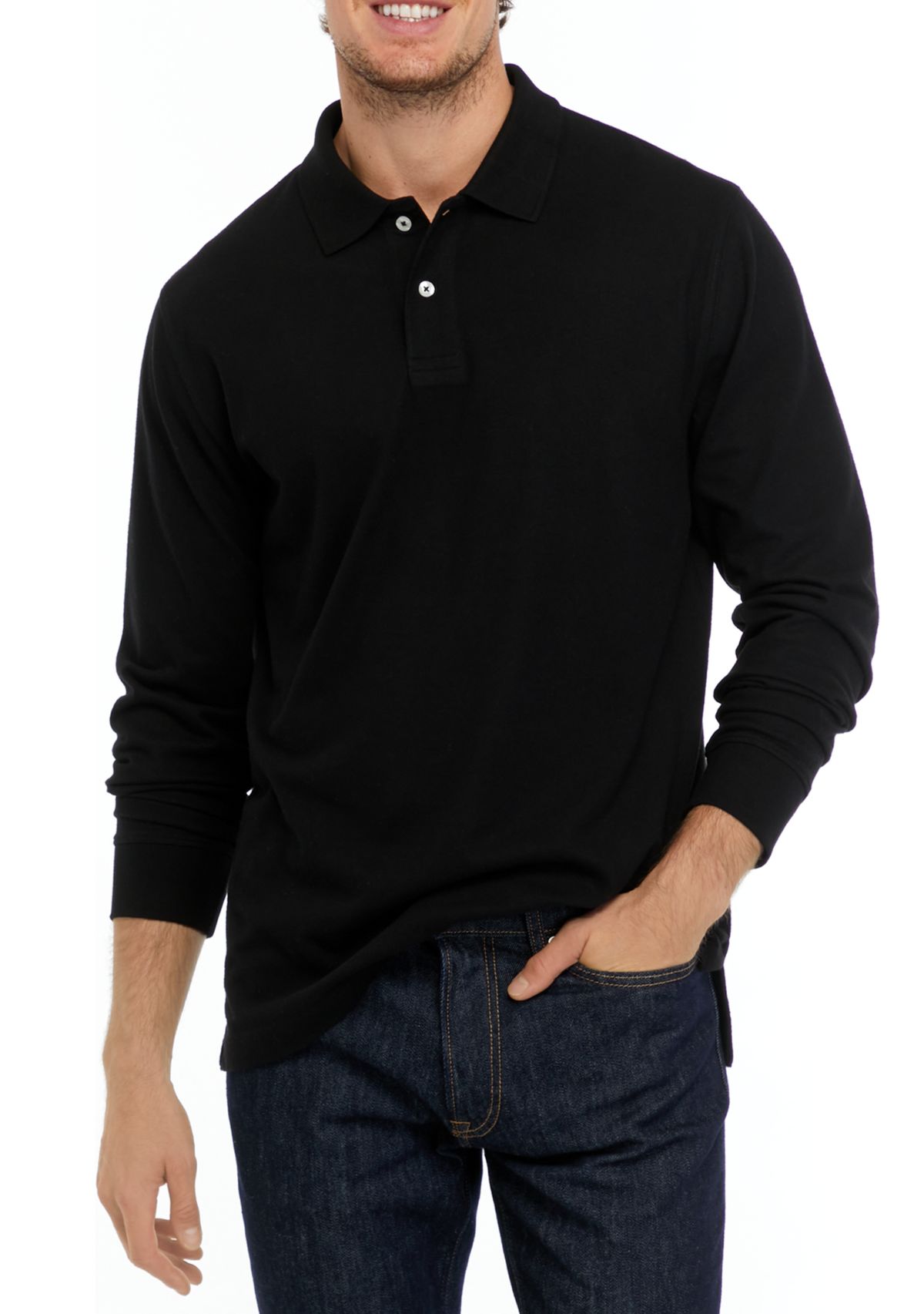 Long Sleeve Jersey Polo Shirt