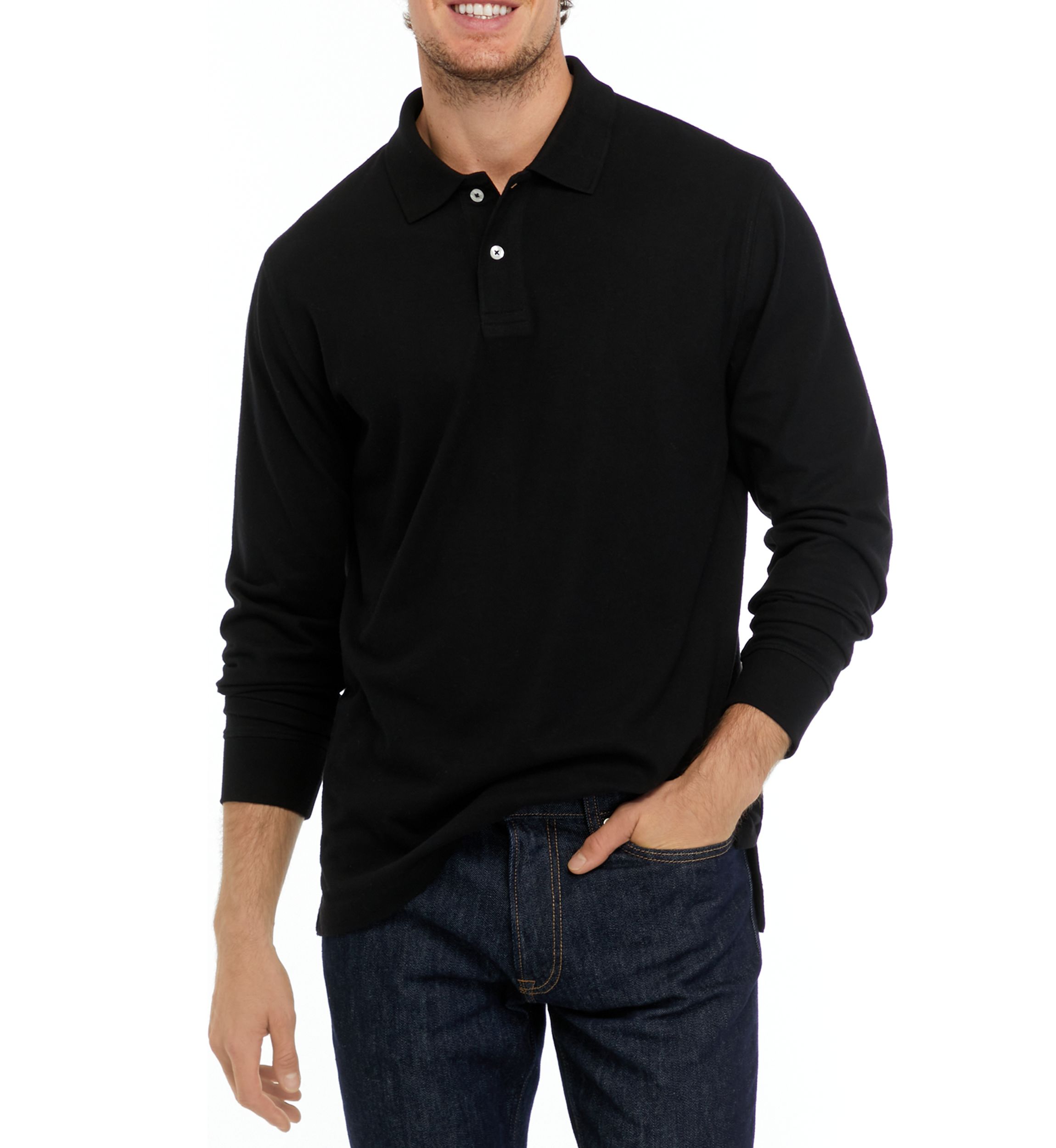 Long Sleeve Jersey Polo Shirt