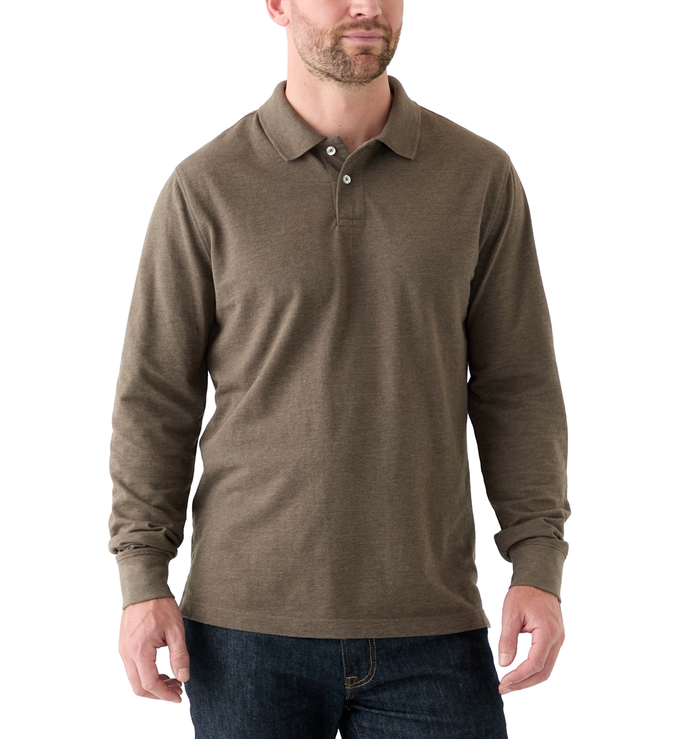 Long Sleeve Textured Polo Shirt