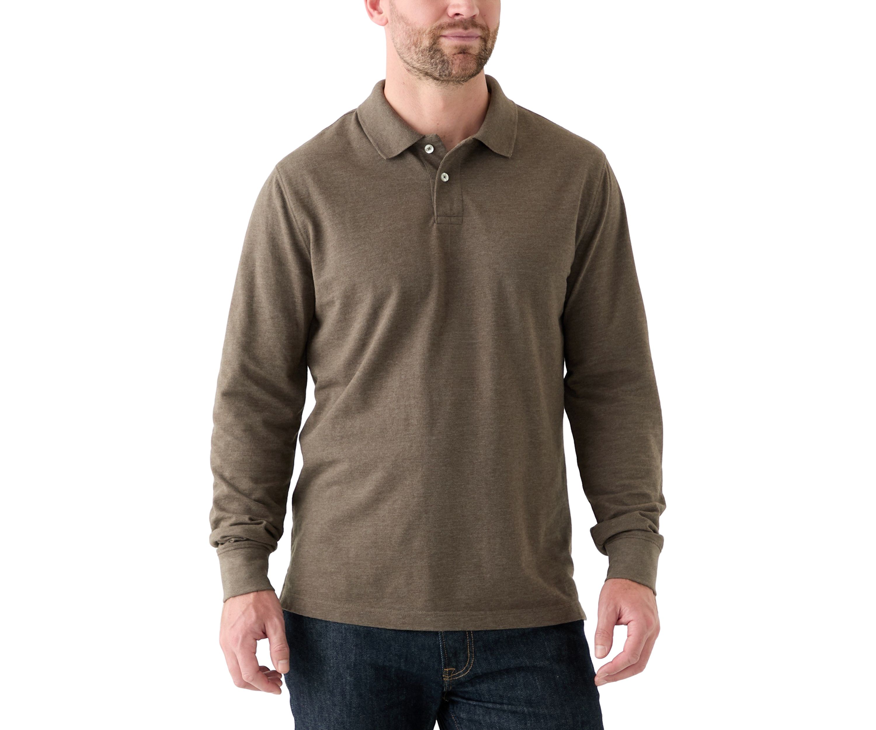 Long Sleeve Textured Polo Shirt