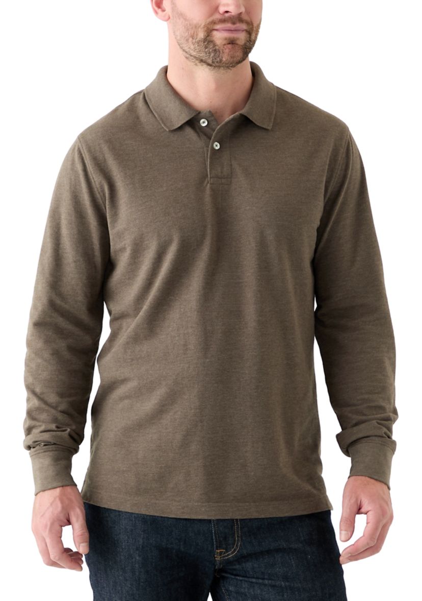 Long Sleeve Textured Polo Shirt