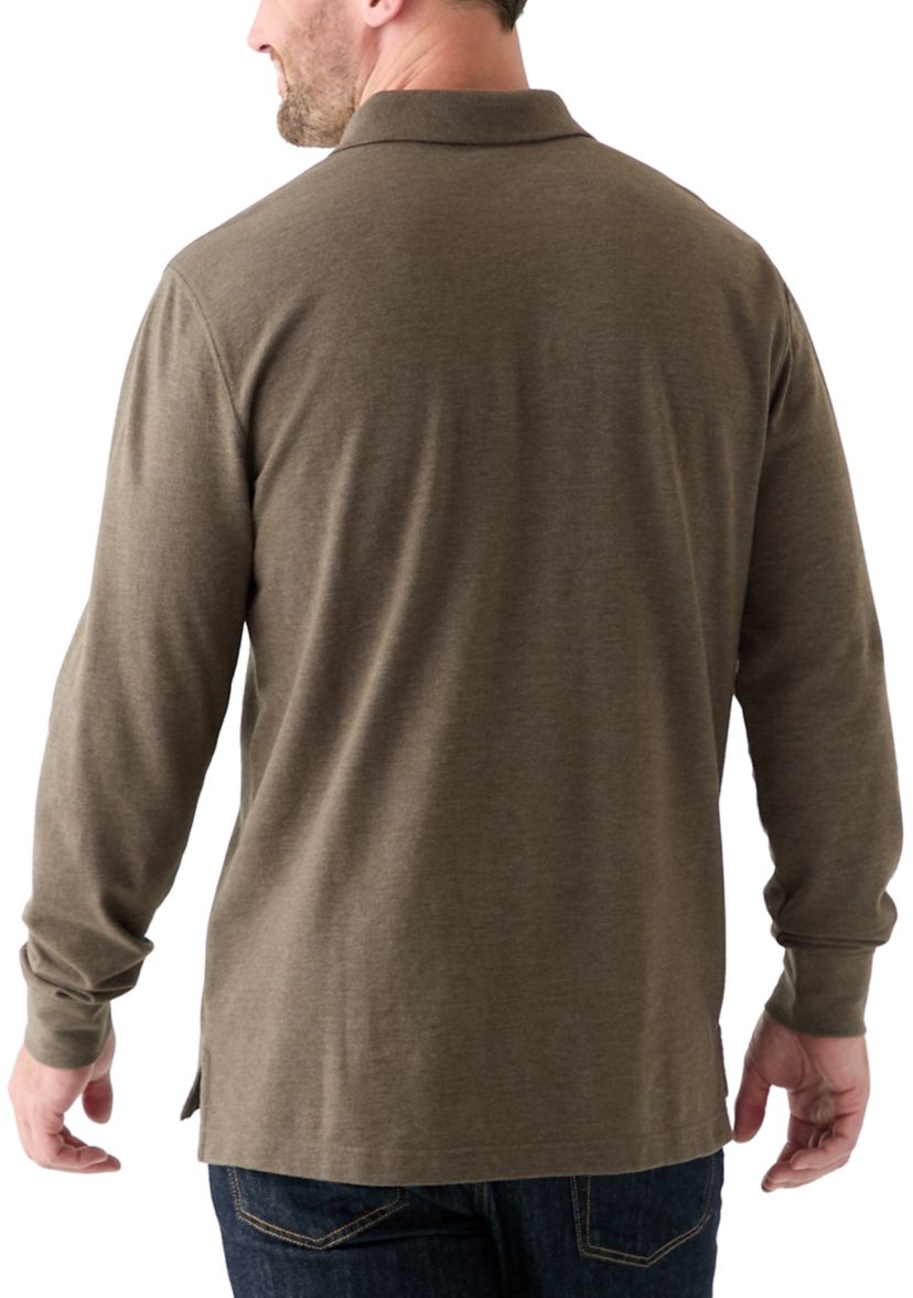 Long Sleeve Textured Polo Shirt