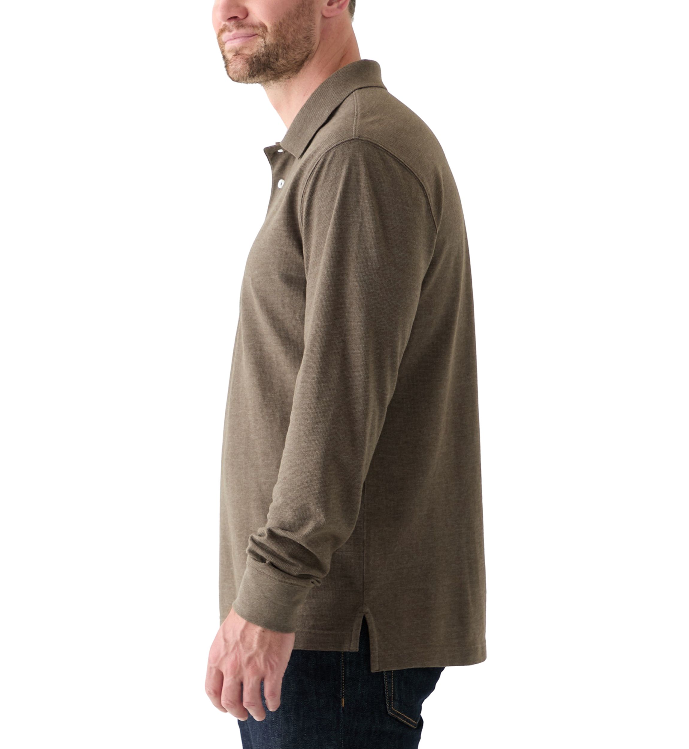 Long Sleeve Textured Polo Shirt