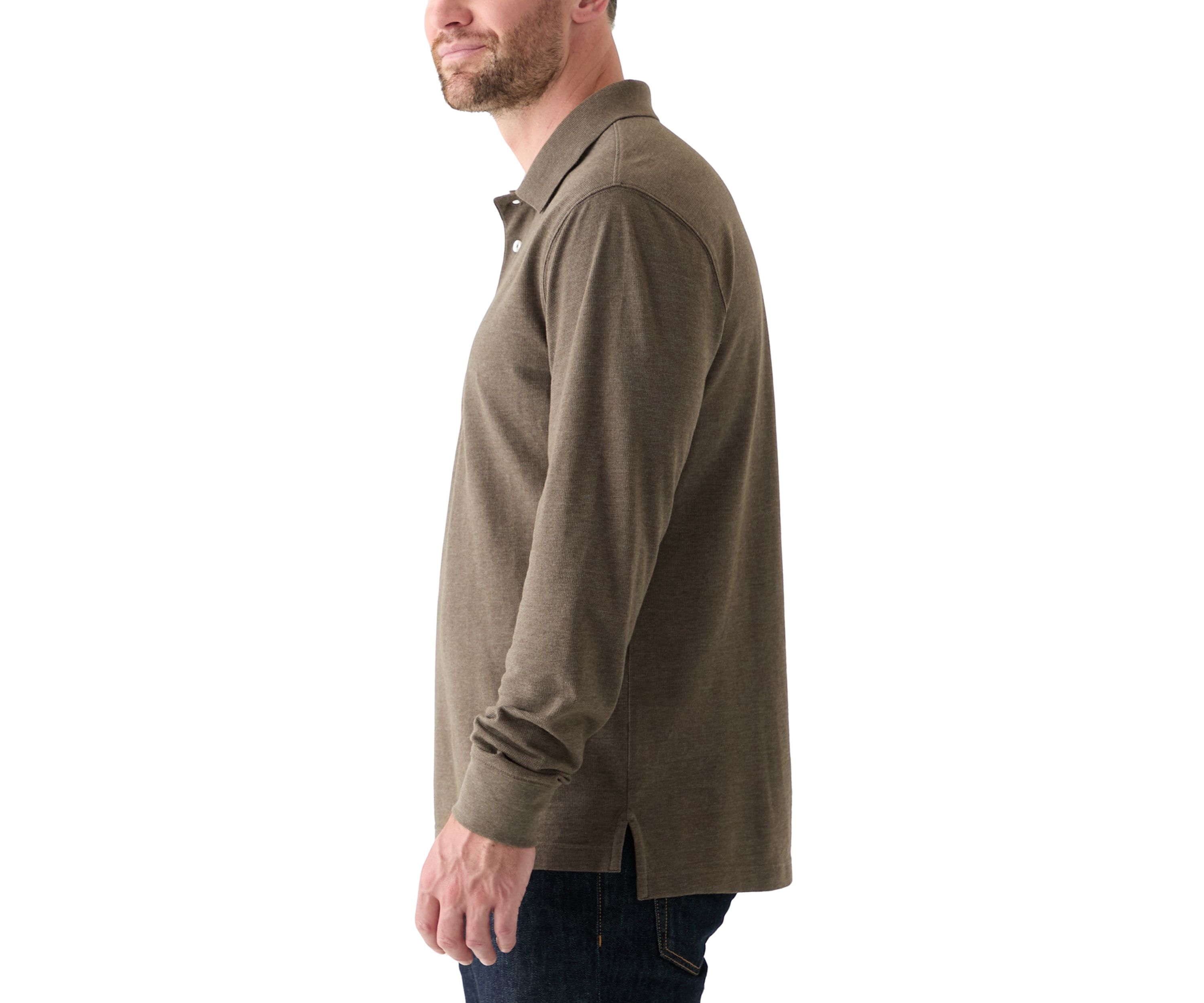 Long Sleeve Textured Polo Shirt