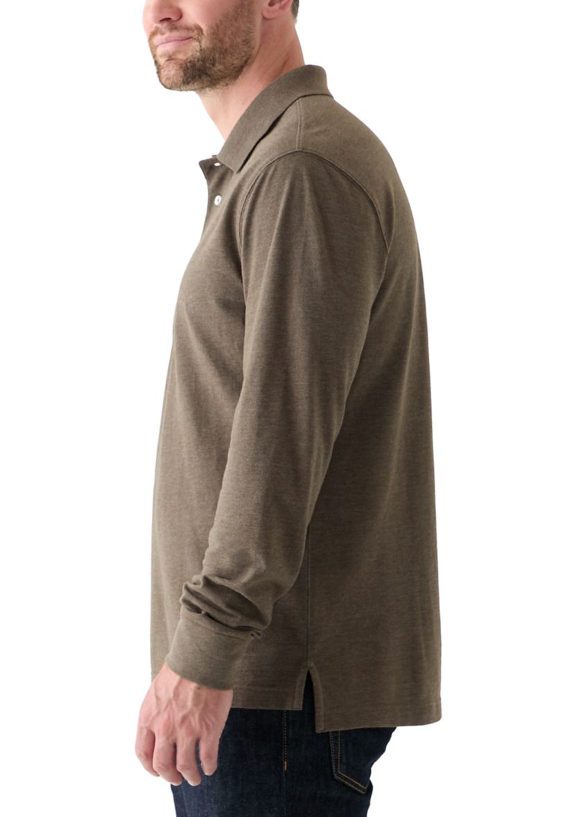 Long Sleeve Textured Polo Shirt