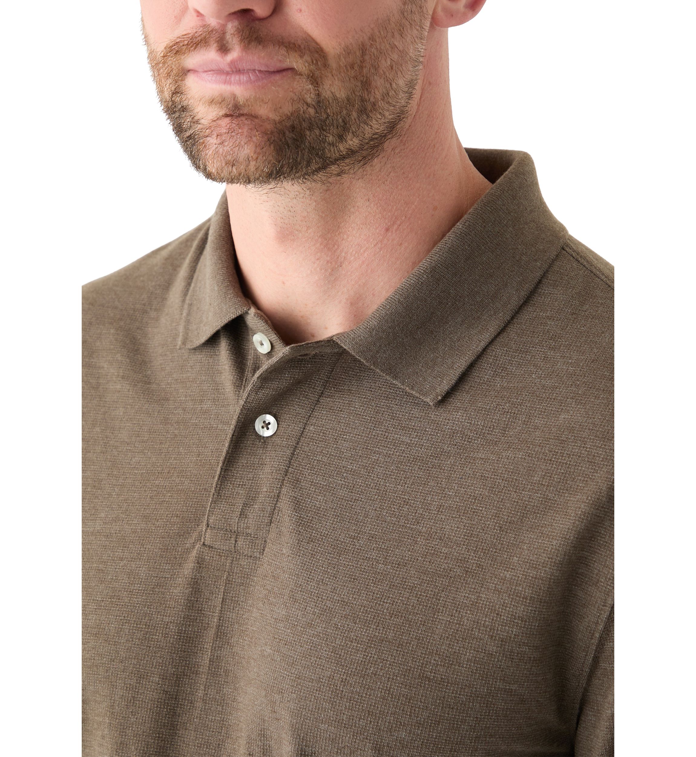Long Sleeve Textured Polo Shirt