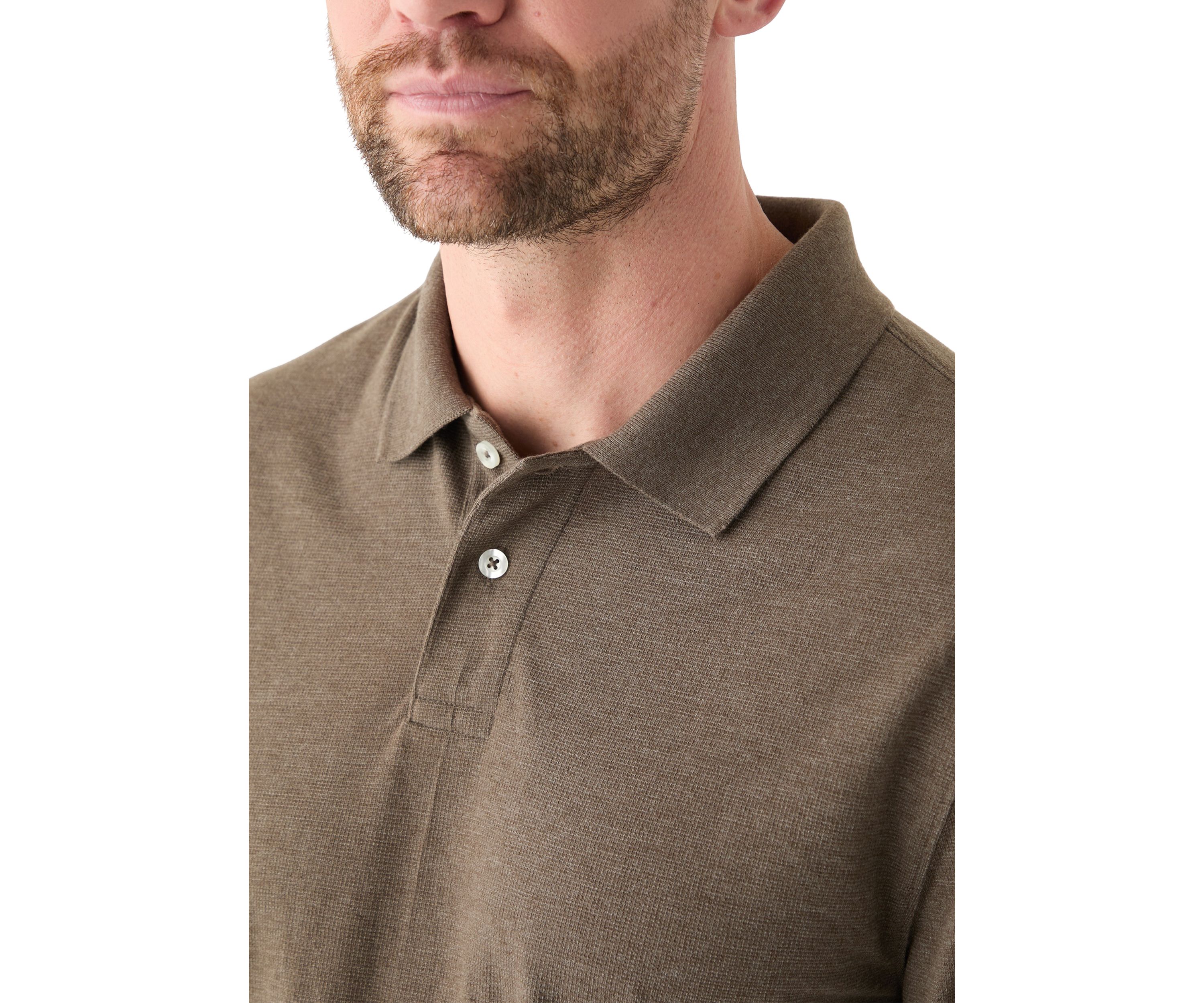Long Sleeve Textured Polo Shirt