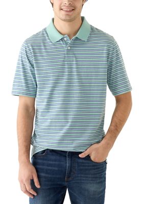 Saddlebred Men's Short Sleeve Striped Jersey Polo Shirt, 2XL