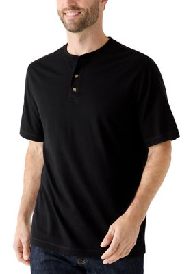 Saddlebred Men's Short Sleeve Jersey Henley Shirt, Black, 2XL