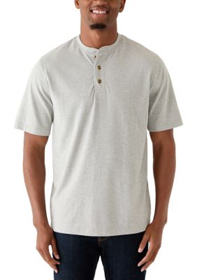 Saddlebred Men's Short Sleeve Jersey Henley Shirt, Gray, Large