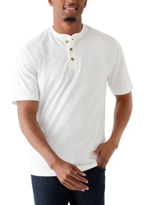 Saddlebred Men's Short Sleeve Jersey Henley Shirt, White, 2XL