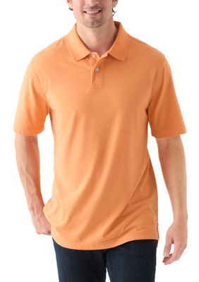 Saddlebred Men's Short Sleeve Jersey Polo Shirt, Orange, 2XL