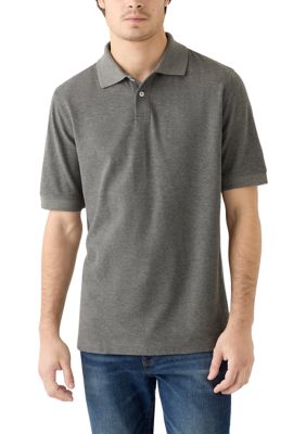 Saddlebred Men's Short Sleeve Pique Polo Shirt, Gray, 2XL