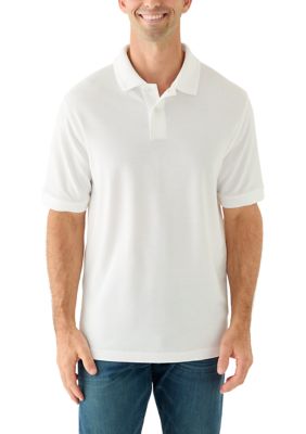 Saddlebred Men's Short Sleeve Pique Polo Shirt, White, 2XL
